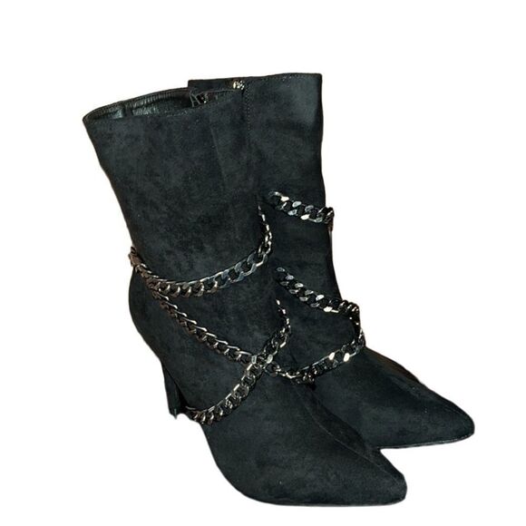 NY&Co Faux-Suede Chain Detailed Stiletto Booties - Picture 2 of 9